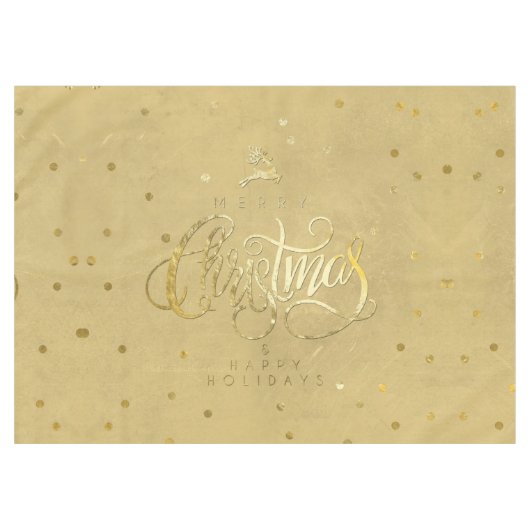 Elegantes Gold Rentier Gold Letter Christmas Mediu Tischdecke (Vorderseite (Horizontal))