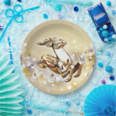 Elegantes Gold Rentier Weihnachten Pappteller (Party)