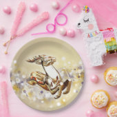 Elegantes Gold Rentier Weihnachten Pappteller (Party)