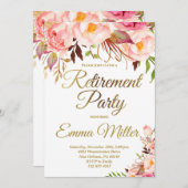 Elegantes Gold Retirement Party Einladung (Vorne/Hinten)