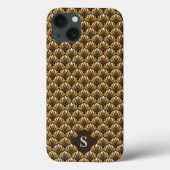 Elegantes Gold Retro Blumenmuster Monogramm Case-Mate iPhone Hülle (Rückseite)