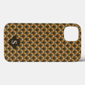 Elegantes Gold Retro Blumenmuster Monogramm Case-Mate iPhone Hülle (Rückseite (Horizontal))