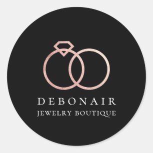 Elegantes Gold Ring Logo für die Rose Personalisie Runder Aufkleber