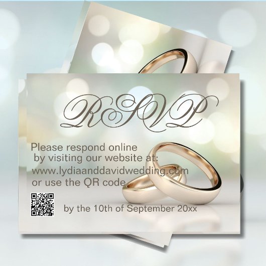 Elegantes Gold Rings Foto Wedding RSVP Karte