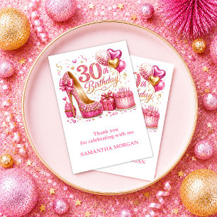 Elegantes Gold-Rosa 30. Geburtstags-Sparkle-Dankes Dankeskarte