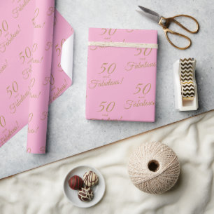 Elegantes Gold Rosa 50 Fabelhafter Geburtstag Geschenkpapier