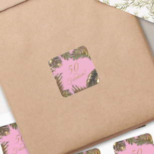 Elegantes Gold Rosa 50 Fabelhafter Geburtstag Quadratischer Aufkleber