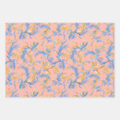 Elegantes Gold Rosa Blau Arabesque Muster Swirl Geschenkpapier Set (Vorderseite 2)