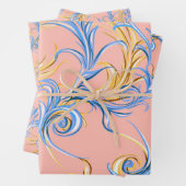 Elegantes Gold Rosa Blau Arabesque Muster Swirl Geschenkpapier Set (Beispiel)