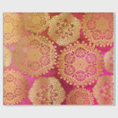 Elegantes Gold Rosa Mandala Muster Geschenkpapier (Flach)