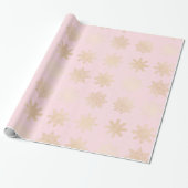 Elegantes Gold & Rosa Schneeflocken Weihnachtsmust Geschenkpapier (Ungerollt)
