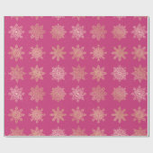 Elegantes Gold & Rosa Schneeflocken Weihnachtsmust Geschenkpapier (Flach)