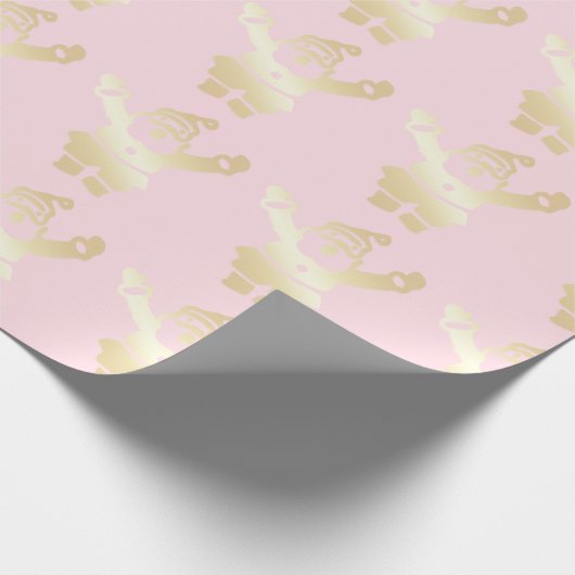 Elegantes Gold & Rosa Weihnachtsgeschenk Geschenkpapier (Ecke)