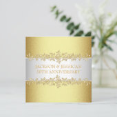 Elegantes Gold Rose 50 Jahre Party Einladung (Stehend Vorderseite)