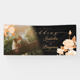 Elegantes Gold Rose Black Wedding Banner