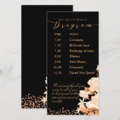 Elegantes Gold Rose Black Wedding Programm (Vorne/Hinten)