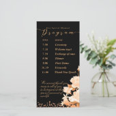 Elegantes Gold Rose Black Wedding Programm (Stehend Vorderseite)