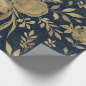 Elegantes Gold-Rose Blumendesign Geschenkpapier (Ecke)