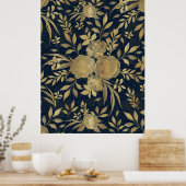 Elegantes Gold-Rose Blumendesign Poster (Küche)