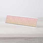 Elegantes Gold & Rose Gold Glitzer Glitzern Schreibtischnamensplakette (Vorderseite )