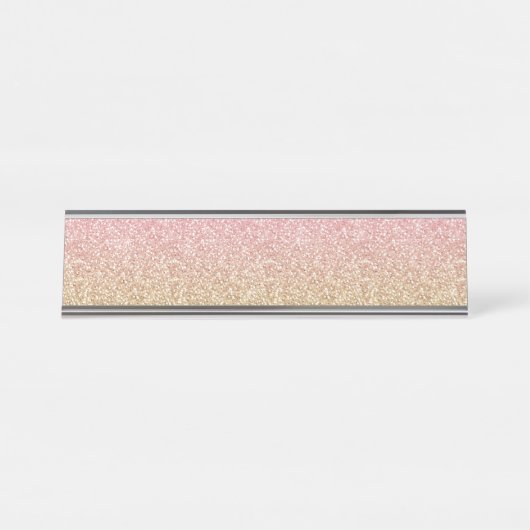 Elegantes Gold & Rose Gold Glitzer Glitzern Schreibtischnamensplakette (Vorderseite )