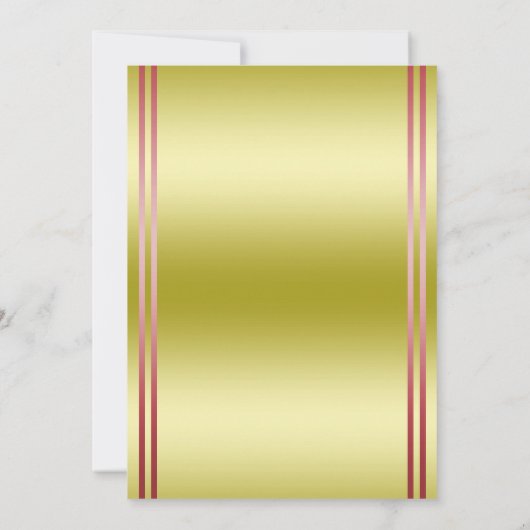 Elegantes Gold & Rot, Hochzeiten Einladung (Rückseite)