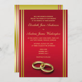Elegantes Gold & Rot, Hochzeiten Einladung (Vorne/Hinten)