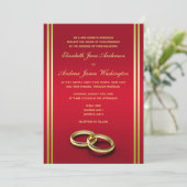 Elegantes Gold & Rot, Hochzeiten Einladung (Stehend Vorderseite)
