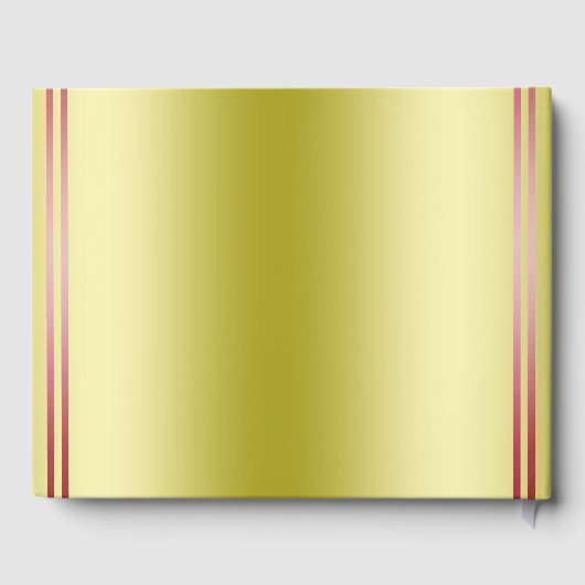 Elegantes Gold & Rot, Hochzeiten Gästebuch (Rückseite)