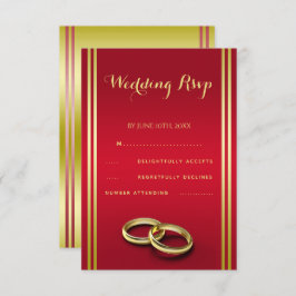 Elegantes Gold & Rot, Hochzeiten RSVP Karte