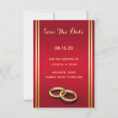 Elegantes Gold & Rot, Hochzeiten Save The Date (Vorderseite)