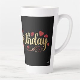 Elegantes Gold & Rotes Herz Alles Gute zum Geburts Milchtasse