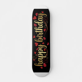 Elegantes Gold & Rotes Herz Alles Gute zum Geburts Skateboard