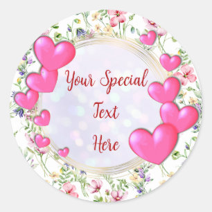 Elegantes Gold, Rotes Herz Rahmen: für jeden Anlas Runder Aufkleber