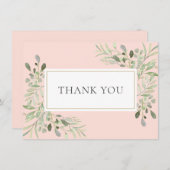 Elegantes Gold Roush Pink Grünfoliage Dankeskarte (Vorne/Hinten)