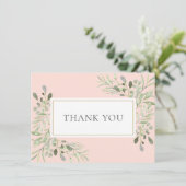Elegantes Gold Roush Pink Grünfoliage Dankeskarte (Stehend Vorderseite)