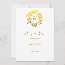 Elegantes Gold Royal Wappen Hochzeit retten Save The Date