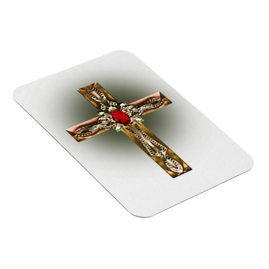 Elegantes Gold & Ruby Cross Magnet (Rechte Seite)