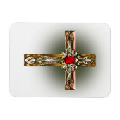 Elegantes Gold & Ruby Cross Magnet (Horizontal)