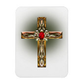 Elegantes Gold & Ruby Cross Magnet (Vertikal)