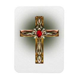 Elegantes Gold & Ruby Cross Magnet