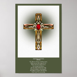 Elegantes Gold & Ruby Cross Poster
