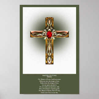 Elegantes Gold & Ruby Cross Poster