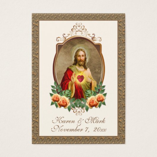 Elegantes Gold Sacred Heart Jesus Wedding Holy Car (Vorderseite)