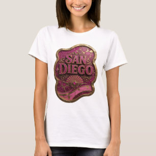 Elegantes Gold SAN DIEGO Künstlerisches Motiv T-Shirt