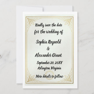 Elegantes Gold Save-the-Date Minimalistische Hochz Save The Date