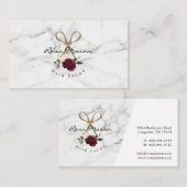 Elegantes Gold-Schissor- und Rot-Aquarellblau-Logo Visitenkarte (Vorne/Hinten)