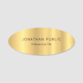 Elegantes Gold schlicht Modernes Template Oval Namensschild (Vorderseite)