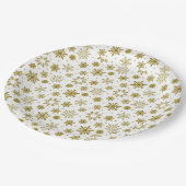 Elegantes Gold-Schneeflocken-Musterdesign Pappteller (Schrägansicht)