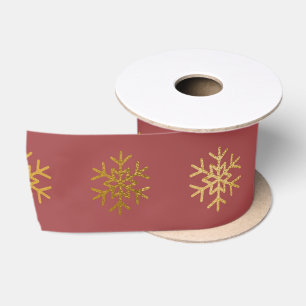 Elegantes Gold-Schneeflocken-Weihnachtsfeier-Burgu Satinband